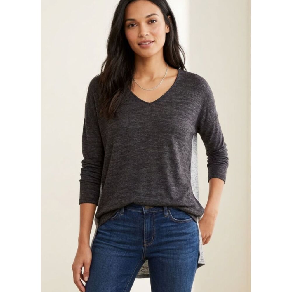 LOFT Two Toned Lightweight Colorblock 3/4 Sleeve Tee Women's Size Large Petite